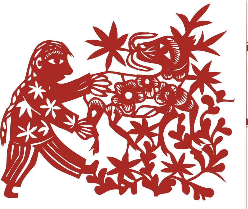 中国风中式传统喜庆民俗人物动物窗花剪纸插画边框AI矢量PNG素材【2405】